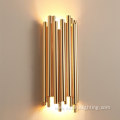 Irregular length metal tube bright gold wall lamp